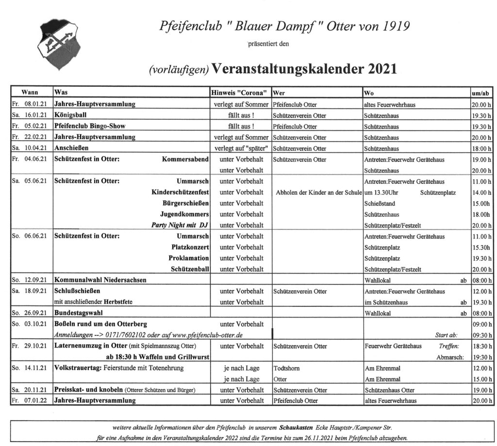 Kalender 2021